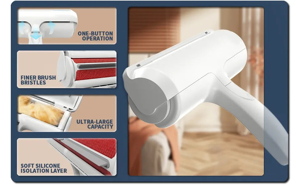 Rodillo quitapelos para mascotas - Quitapelos para perros y gatos con base autolimpiante - Herramienta eficiente para quitar el pelo de animales - Perfecto para Furni