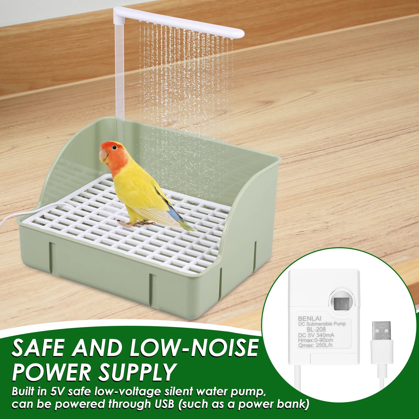 Bañera automática para pájaros y loros, con circulación de agua, USB, eléctrica, para periquitos, ducha, fuente, suministros para pájaros.