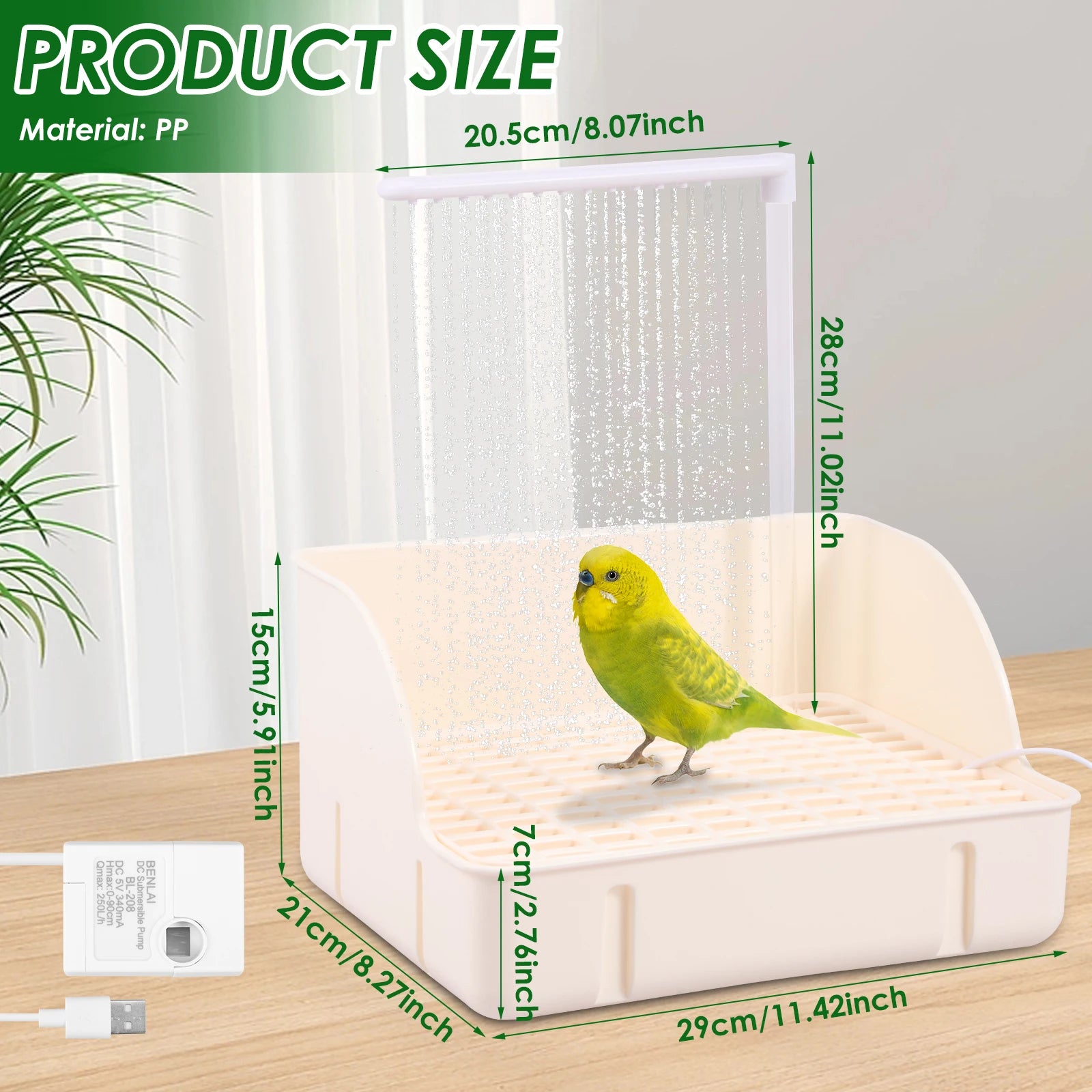 Bañera automática para pájaros y loros, con circulación de agua, USB, eléctrica, para periquitos, ducha, fuente, suministros para pájaros.