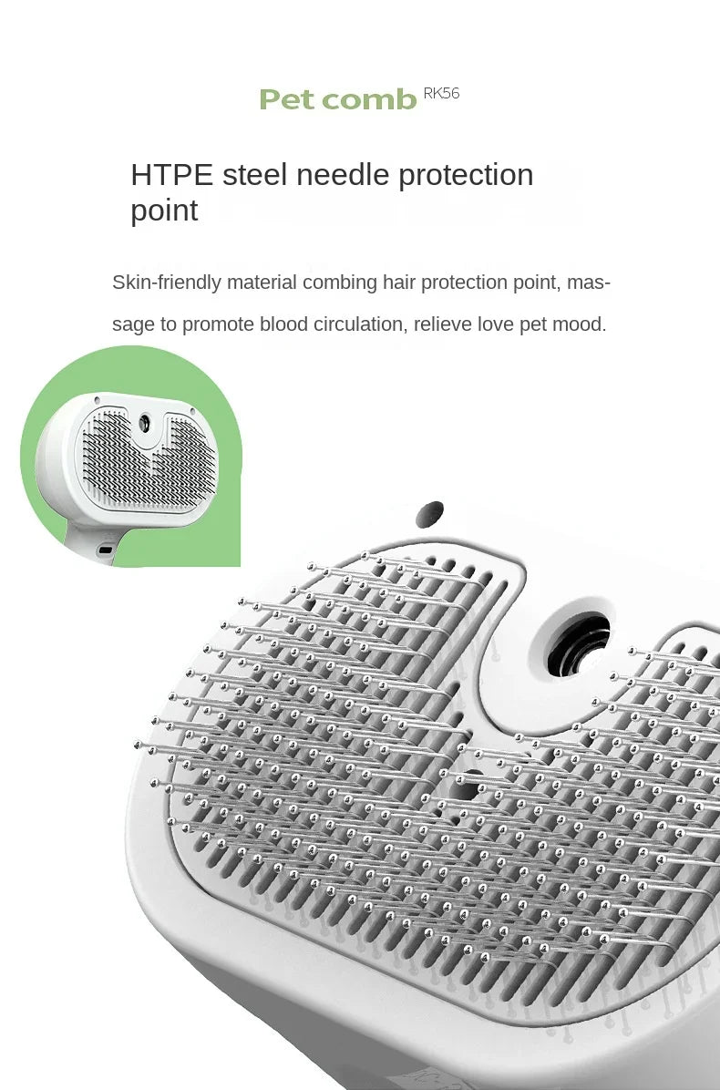 Cepillo 3 en 1 para pelo de perro y gato, cepillo eléctrico para limpieza de mascotas, cepillo con pulverizador de vapor, peine de masaje para depilación, cepillo antienredos.