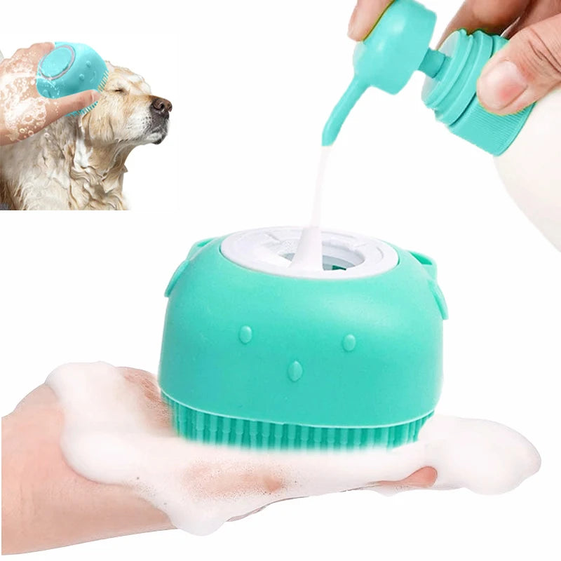 Cepillo de baño para mascotas, masajeador de silicona suave, gel de ducha, cepillo de baño, herramientas de limpieza, peine, suministros de limpieza para perros y gatos.