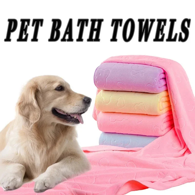 Toallas de secado rápido para perros y gatos, toallas de fibra suave, toalla de baño absorbente, bata de baño para mascotas, toalla de limpieza práctica, suministros para mascotas