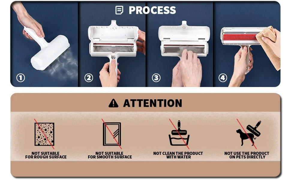 Rodillo quitapelos para mascotas - Quitapelos para perros y gatos con base autolimpiante - Herramienta eficiente para quitar el pelo de animales - Perfecto para Furni