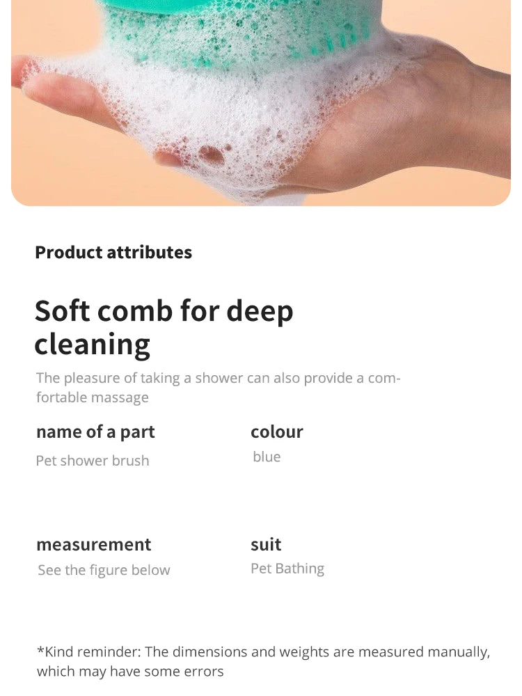 Cepillo de baño para mascotas, masajeador de silicona suave, gel de ducha, cepillo de baño, herramientas de limpieza, peine, suministros de limpieza para perros y gatos.