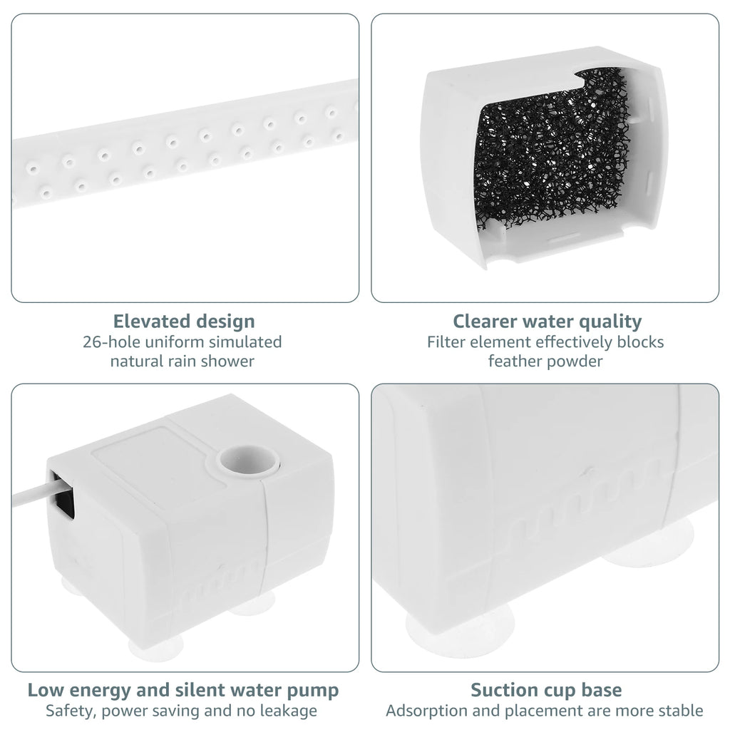 Bañera automática para pájaros y loros, con circulación de agua, USB, eléctrica, para periquitos, ducha, fuente, suministros para pájaros.
