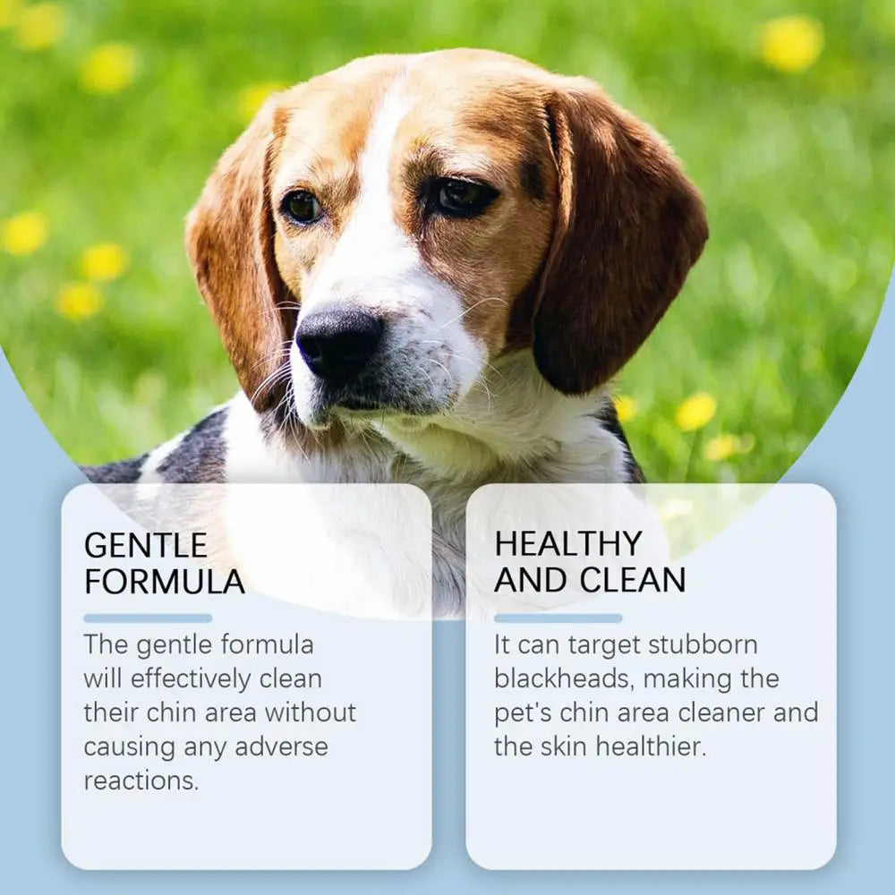Limpiador de mentón para gatos (30 g), loción limpiadora de puntos negros, cepillo para el cuidado del mentón y el acné, suministros para el cuidado de perros y gatos