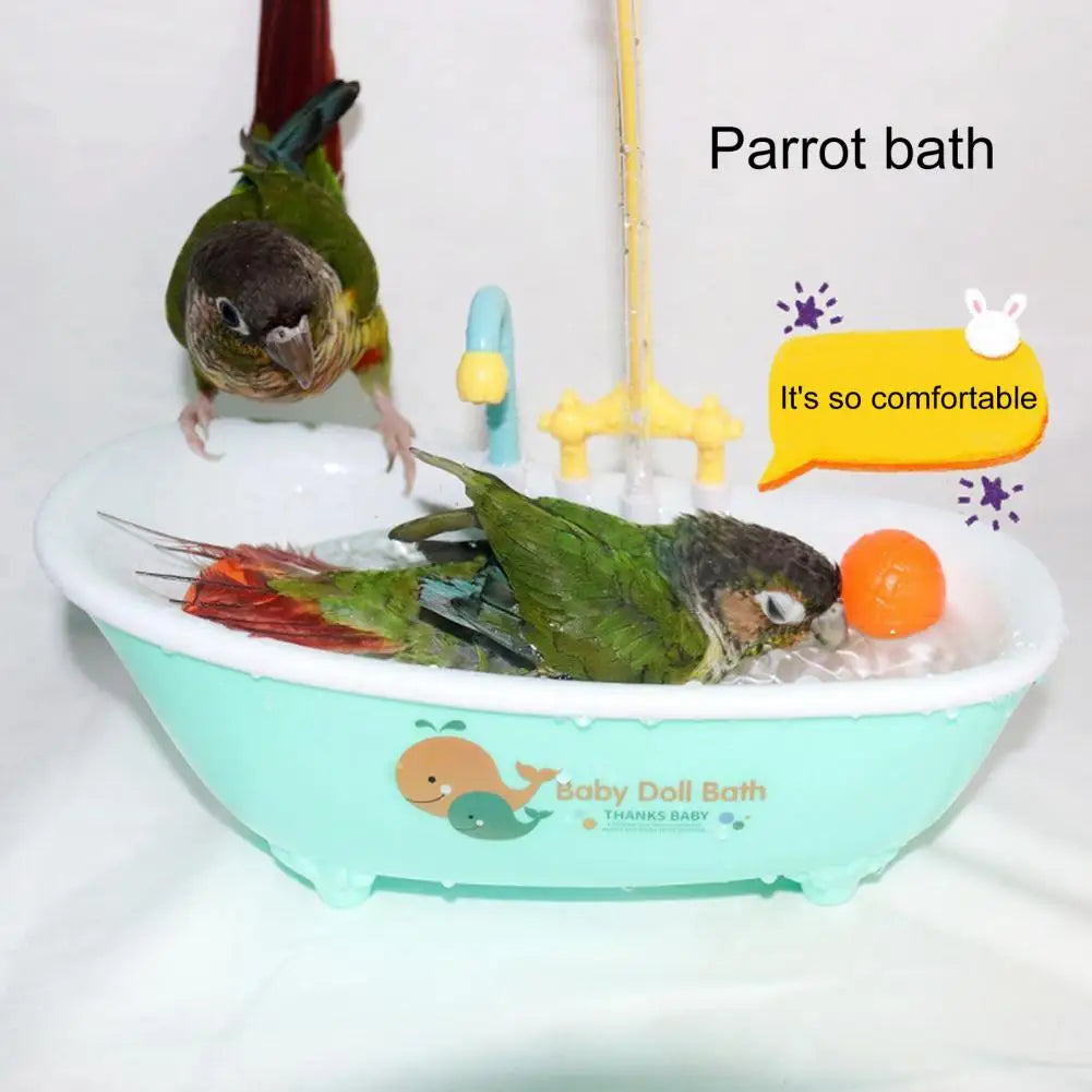 Bañera de pájaros con cabezal de ducha de simulación, juguete eléctrico automático para periquitos, cacatúas, cotorras y pájaros pequeños.
