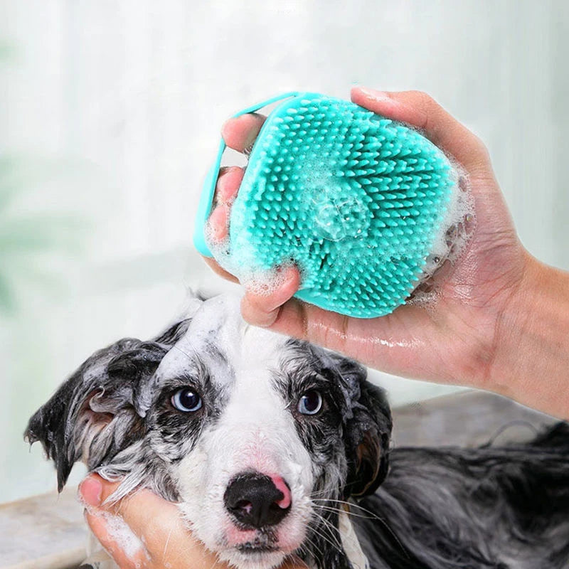 Cepillo de baño para mascotas, masajeador de silicona suave, gel de ducha, cepillo de baño, herramientas de limpieza, peine, suministros de limpieza para perros y gatos.